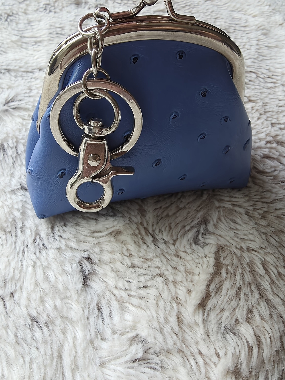 Blue OSTRICH Coin Purse with Keyring - Picture 6 of 7